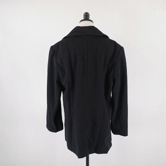 Worthington Black Wool Double Breasted Peak Lapel Size 14 Overcoat - Picture 4 of 9
